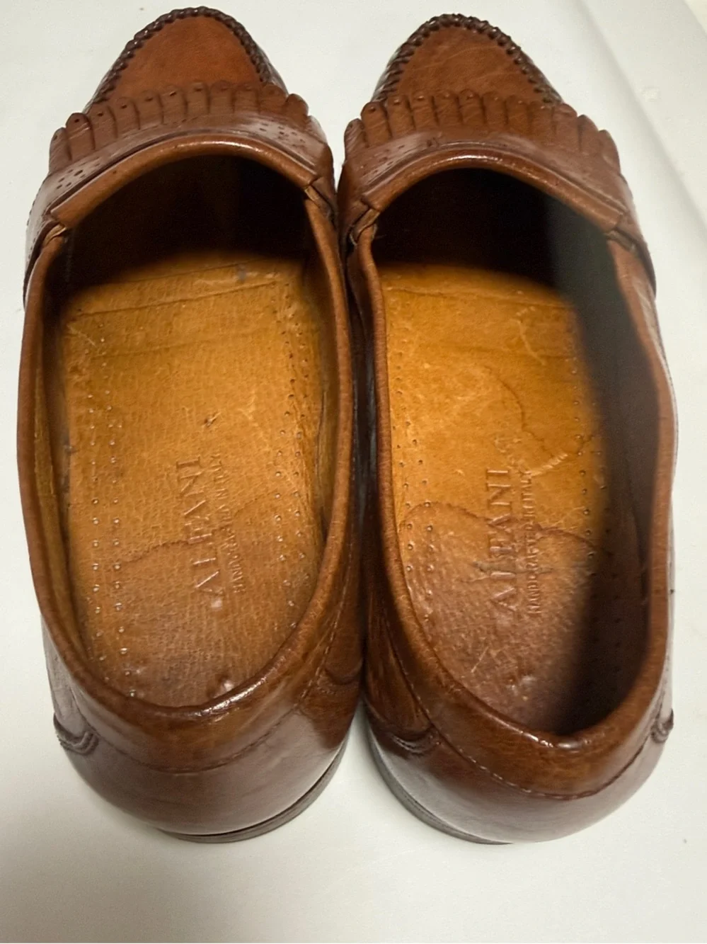 Men’s 8.5 Alfani Brown Leather Kiltie Penny Loafers